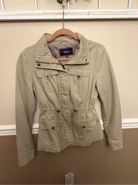 Women's BNCI by Blanc Noir Lightweight Utility Jacket Khaki Beige Size Med/NWOT